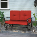 Crownland Outdoor Patio Glider Chair for 2-Person, Red | Wrought Iron Frame with Textilene Seat, Cushioned Loveseat, Smooth Gliding Bench for Porch, Garden, Backyard