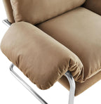 Modway Ansel Performance Velvet Accent Chair in Taupe - Stain-Resistant Velvet Lounge Chair for Living Room, Bedroom - Corner Reading Chair with Arms and Removable Cushions
