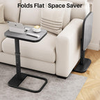 Kitstorack TV Tray Table, Adjustable Height & Rounded Metal Corners, Snack Table for Couch, Sofa, Bed, Chair, Living Room, C Shaped End Side Table for Eating, Dinner or Laptop, Small Spaces, Dark Gray
