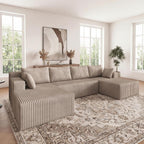 124 Inch Oversized Sectional Sofa Cloud Couch for Living Room - Symmetrical U Shaped Modular Couches Set with Double Chaise, No Assembly Floor Compression Sofa & Couch