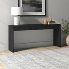 Henn&Hart 64" Rectangular Fluted Console Table, Ribbed Entryway Table, Sofa Table for Entryway, Living Room, Couch, Hallway, or Office, Natural Black