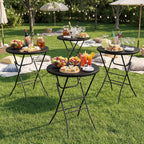 TLSUNNY 4Pcs 32" Folding Round Cocktail Table, High Top Bar Table, Black | Portable Folding Chair for Saving Space, with Locking Leg,Stable Crossbar,for Party, Commercial Events,Bistro,Indoor,Outdoor