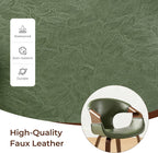 Zouron Mid Century Modern Dining Chair, Faux Leather Armchair with Wooden Legs, Padded Upholstery Accent Desk Chair No Wheels for Living Room Kitchen, Green