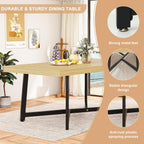 71" Farmhouse Dining Table for 4,6,8 People,Wooden Rustic Kitchen Table W/Thickness Waterproof Wood Tabletop,Rectangular Long Brown Dinner Table for Home Office,Dining Room,Living Room Furniture