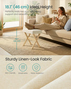 SONGMICS Makeup Stool, Padded Vanity Foot Rest, Solid Wood X Legs | 16.5 x 12.6 x 18.1 Inches, for Bedroom, Closet, Entryway, Summer Sand, MARY Collection ULSF006LF02