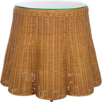 SAFAVIEH Couture Collection - Hylda Natural Rattan Accent Table, Round Shape, Glass Top Design, Fully Assembled (CWK3011A)
