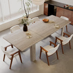 Extendable Dining Table for 6-10 Person, 55" to 86" Modern Dining Room Table, Rectangular Kitchen Table, Oak
