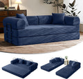 79" Convertible Futon Sofa Bed, Couch for Living Room | Blue | Folding Corduroy Sleeper Sofa, Modular Futon Couch with Fixed-Shape Frame, Pull Out Couch No Assembly