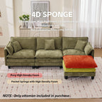 Opiesit Ottoman for Sectional Cloud Couch, Chenille Ottoman for Deep Seat Modular Sofa for Apartment, Living Room and Bedroom, Green