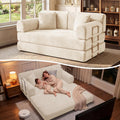 BSHOMGI Convertible Sofa Couch Bed, Folding Corduroy Floor Compression Loveseat Sleeper with Fixed-Shape Frame, King Size Sofas for Guest Room Living Room No Assembly Required (Includes 2 Pillows)