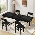 5-Piece Dining Table Set for 4 6 8, Large 55"-70.9" Extendable Dining Room Table Rectangle with Kitchen Chairs of 4, MDF Wood & Metal Frame for Apartment Kitchen, Saving Space, Modern, Black