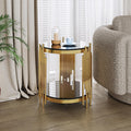 Gold Black End Table with Golden Stainless Steel Frame,Modern Glass Bedside Nightstand Table,Glass Cocktail Small Living Room Coffee Table