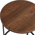 Studio 55D Santa Maria Modern Industrial Set of 2 Small Walnut Round Circle Oval Nesting Wood Black Metal Frame Accent Coffee Couch Side End Tables Living Room Decor Furniture Bedroom Home Office