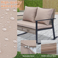 Ainfox Outdoor Wicker Loveseat Rocking Chair, Patio Rattan Rocker Chair with Cushions，All-Weather Modern Cozy Rocking Wicker Furniture for Garden Backyard Porch, Khaki