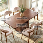 Extendable Dining Table Set for 6, Modern 7-Piece Kitchen Table and Chairs with Storage Shelves, 59" to 71" Adjustable, Space-Saving Rectangular Dining table Set, for Kitchen, Living Room & Office
