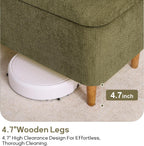39.4”Ottoman with Storage,Upholstered Comfy Storage Bench Ottoman with Wooden Legs,End of Bed Bench Footstool for Hallway Entryway Bedroom Living Room Green