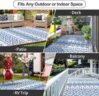 Waterproof Outdoor Rug 6x9ft, Bohemia Reversible Plastic Straw Mat for Patio RV Deck Porch Backyard Balcony Camping Picnic Beach Indoor Outdoor Carpet, Blue&White