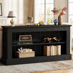 Tribesigns 63-Inch Long Console Table for Entryway, Narrow Long Entry Table with Shelves for Living Room, Farmhouse Sofa Console Behind Couch, for Foyer, Hallway, Black
