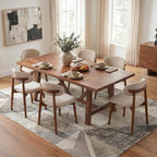 Mid Century Modern Dining Chairs Set of 4, Farmhouse Wooden Fabric Upholstered Kitchen Chairs with Curve Back, Dining Room Chairs for Living Room Restaurant Cafe with Brown Legs, Camel