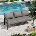 ALAULM Aluminum 3-Seat Patio Furniture Set, Metal Outdoor Furniture Sectional Sofas w/5.1" Cushions for Patio, Backyard, Poolside-Grey