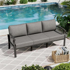 ALAULM Aluminum 3-Seat Patio Furniture Set, Metal Outdoor Furniture Sectional Sofas w/5.1" Cushions for Patio, Backyard, Poolside-Grey