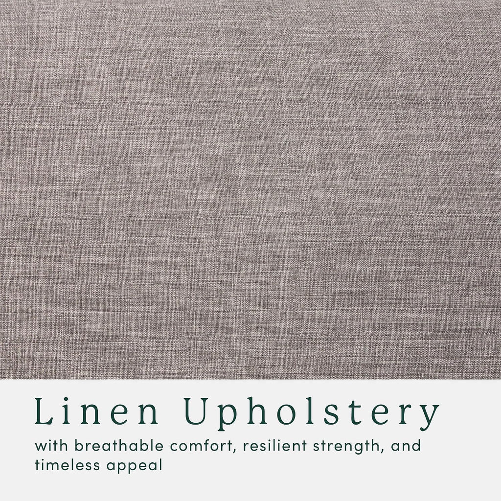 Walker Edison Nash Modern Farmhouse Large Oversized Linen Ottoman, Dark Grey