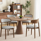 Dining Chairs Set of 4, Upholstered Farmhouse Dining Room Chairs with Soild Wood Legs, Modern Fabric Kitchen Chairs with Ergonomic Curved Backrest, Gray