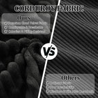 Ottoman, Modern Corduroy Cloud Foot Rest Foam Support, Oversized Modular Sectional Sofa Stool for Living Room, Bedroom & Small Spaces, No Assembly Required (Black, Ottoman)