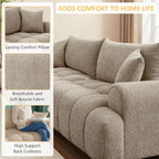 VANOMi Boucle Sofa Couch, 91" Comfy Tufted Upholstered Cloud Couches, Modern 3 Seater Sofa with Pillows, Oversized Deep Seat Sherpa Couch for Living Room, Bedroom, Apartment (Camel Color)