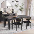 Baysitone Dining Chairs Set of 4 Mid-Century Modern Upholstered Boucle Dining Room Chairs Open Back Curved Backrest Black Metal Legs Gold Armchairs for Kitchen Living Room, Black(Only Chairs)