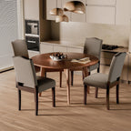 Upholstered Dining Chairs Set of 4 with Thickened Seat Cushion, Wooden Mid-Century Modern Fabric Farmhouse Kitchen Chairs for Dining Room Living/Restaurant/Reading Room