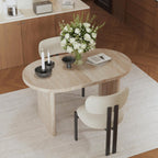 71" Accent White Extendable Dining Table, Mid-Century Modern Wood Oval Space Saving Extending Kitchen Tables for 2-6 People