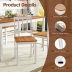MU 5 Piece Dining Table Set for 4, Rectangular Wood Kitchen Table Chairs Set with Rubber Wood Legs, Space-Saving Farmhouse Dinette Set for Small Space, Dining Room, Apartment, Brown+White