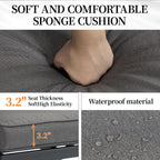 Outdoor Patio Furniture Set, 1 PCS 3-Seat, All-Weather Metal Modern Outside Sofa with Washable Thick Cushion for Garden/Backyard/Porch, Grey