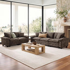 SUNSHINE VALLEY 2-Piece Sofa Set, Loveseat & 3-Seat Couch, Chenille Brown | Modern Grayish Brown, Modular Sectional Living Room Furniture Set, Sturdy Wood Frame, Oversized Wider Armrest and Deep Seat