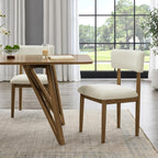 Roundhill Furniture Ellis Boucle Upholstered Dining Chairs, Set of 2, White/Natural Oak