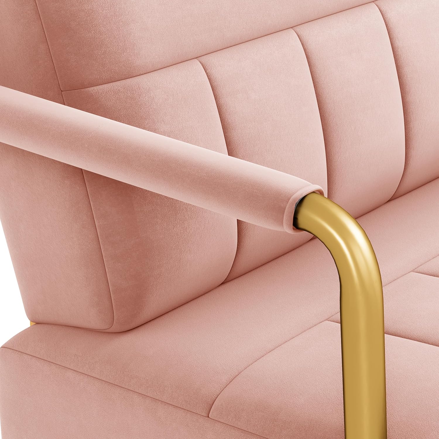 Yaheetech 30" Accent Chair Velvet Armchair with Golden Frame, Pink | Velvet Accent Chair Oversized Armchair Living Room Chair with Gold-Tone Metal Frame for Living Room, Home Office, Bedroom