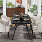 Dining Table for 4-6，70.87" Glossy Sintered Stone Top Dining Table with Carbon Steel Pedestal, Modern Dining Room Table for Kitchen, Living Room (Black, Table Only)
