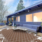 Ileading Outdoor Rug Carpet for Patio 8'x10' Waterproof Reversible Plastic Straw Rug Portable Outside Area Rug Camping Mat for Patio, Clearance, Balcony, Picnic, Pool, Beach, RV, Deck, Brown