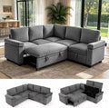 86 Inch L Shaped Sectional Sleeper Sofa with Storage, Sectional Modular Couch with Pull Out Bed, 5 Seats Chenille Cloud Couches for Living Room, Small Sofa Bed for Apartment, Office (Gray, 5-seat)