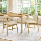 CHITA 59" Mid Century Modern Dining Table for 6, Rectangle Wood Kitchen & Dining Room Table, Solid Rubberwood Frame, Oak Venner