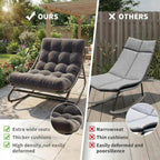 GarveeTech Outdoor Papasan Rocking Chair, Oversized Egg Rocker with Adjustable Swing & Waterproof Cushion, 450 lbs Capacity Metal Frame for Patio, Porch, Garden, Dark Gray