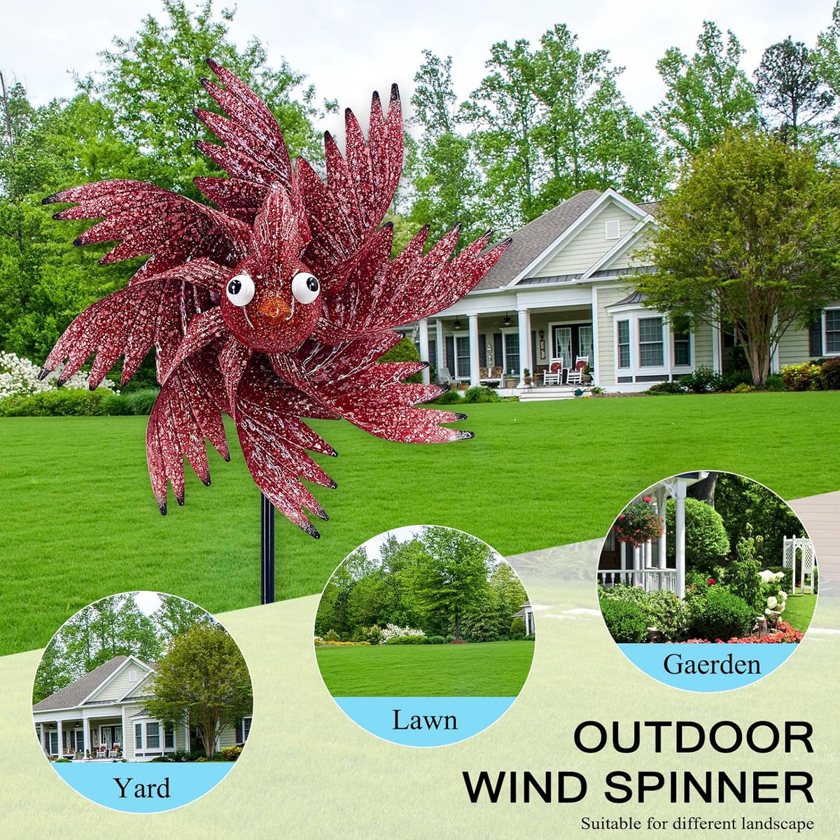 Wind Spinner Outdoor Metal Bird Decor Wind Spinner for Yard Lawn & Garden Decoration, 42 Inch