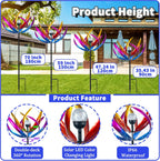 Wind Spinners Outdoor for Yard and Garden - Wind Sculptures & Spinners - 70 Inch Wind Spinner with Solar Powered Multi-Color Glass Ball Light for Yard Garden Backyard Lawn Decorations