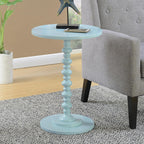 Pemberly Row Modern Spindle End Table, 24 in H x 17.75 in W, MDF and Solid Pine, Green Sea Foam Wood Finish, Round Top, Living Room Side Table, Easy Assembly