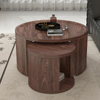 32" Anti-Slip Nesting Tables, Nesting Side Tables with Smooth Wood top, Nesting Coffee Tables with Minimalist Aesthetic for Modern Interior Home Spaces, Natural Wood