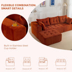 MAXYOYO Couch, L-Shaped Modular Cloud Couch, 4-Seat Sofa, Ottoman | Orange Tufted Sofa in a Box Includes One Ottoman, No Assembly, Offering Flexible 4-Seat Comfort for Modern Living Rooms