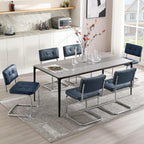 Zesthouse Faux Leather Dining Chairs Set of 6, Industrial Metal Chairs with Stainless Chrome Legs, Mid Century Modern Cesca Chair for Kitchen & Dining Living Room, Upholstered Armless Chair, Blue