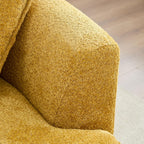 125” Curved Boucle Sofa,Modern 5-Seater L-Shape Sectional Couch with Chaise and Memory Foam,Modular Oversized Teddy Sofas for Living Room,Bedroom,Apartment (Right Facing,Yellow)