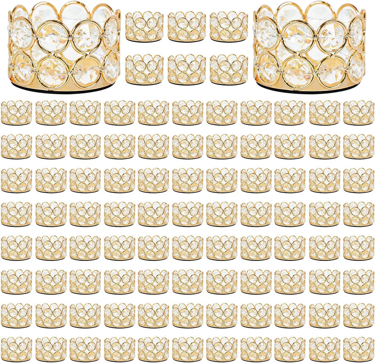 96Pcs Crystal Tea Light Candle Centerpieces for Tables Gold Votives Bulk,Geometric Candle Holder for Wedding Valentine's Day Party Gifts recuerdos para 15 años quinceañeras(Candle Excluded)